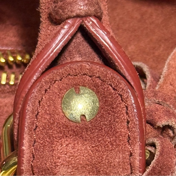 Auth Balenciaga Suede City Bag Brick brown metallic edge medium Strap RARE - Picture 13 of 13